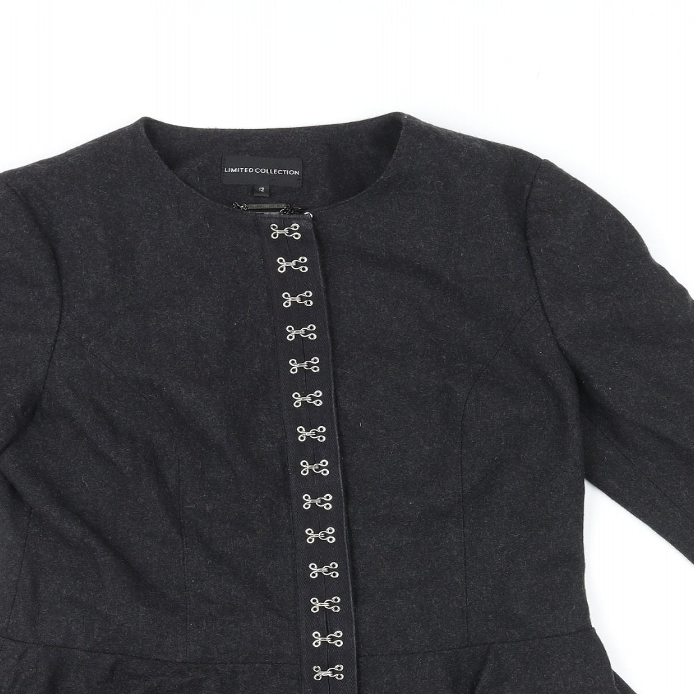 Marks and Spencer Womens Black Jacket Size 12 Zip - Hook & Eye details