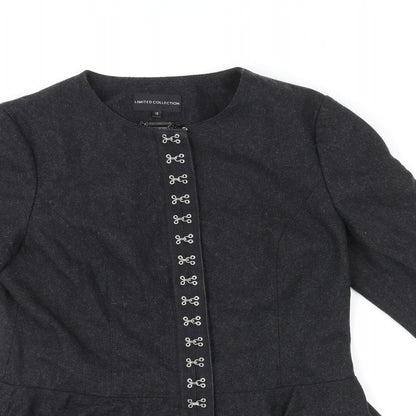 Marks & Spencer Womens Black Jacket Size 12 Zip - Hook & Eye details