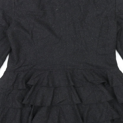 Marks & Spencer Womens Black Jacket Size 12 Zip - Hook & Eye details