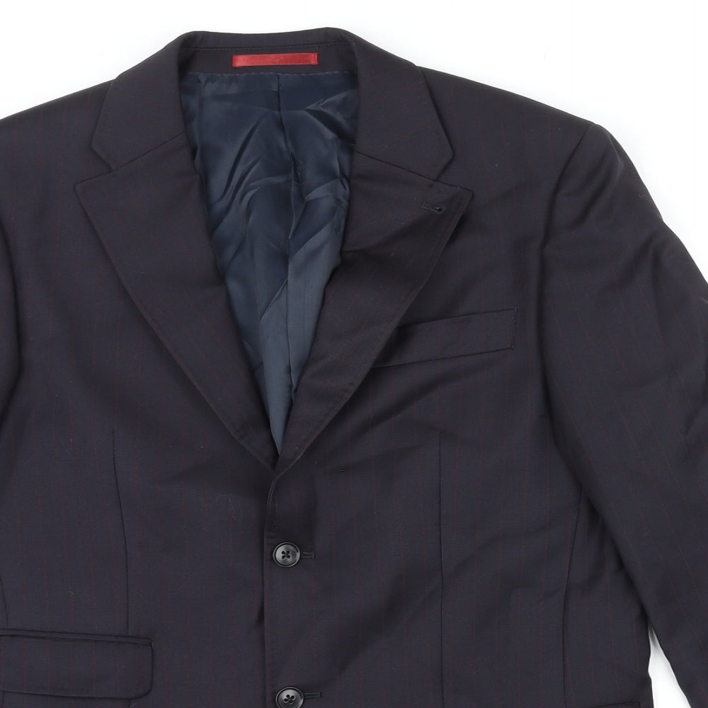 NEXT Mens Blue Striped Wool Jacket Suit Jacket Size 36 Regular - Five-Button Sleeve