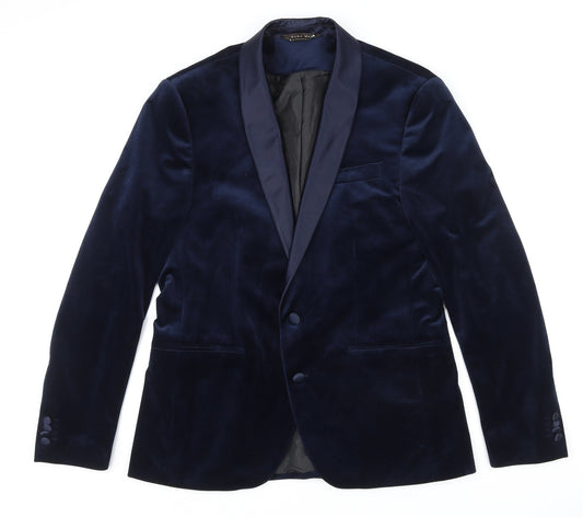 ZARA MAN Mens Blue Polyester Jacket Blazer Size 2XL Regular