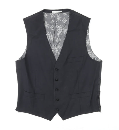 Preloved NEXT Mens Black Wool Jacket Suit Waistcoat Size 42 Regular - Front
