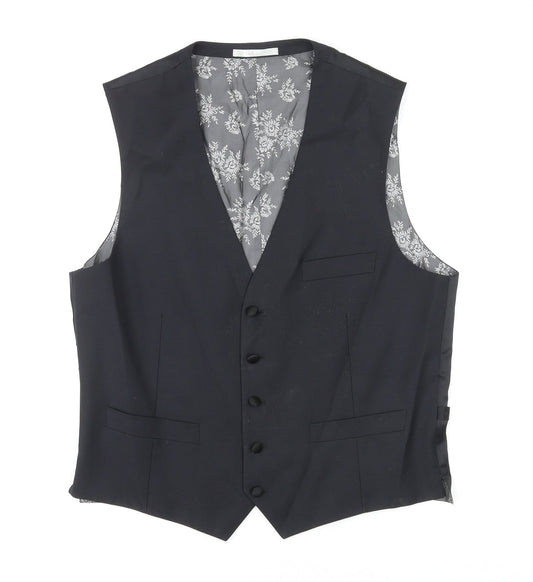 NEXT Mens Black Wool Jacket Suit Waistcoat Size 42 Regular