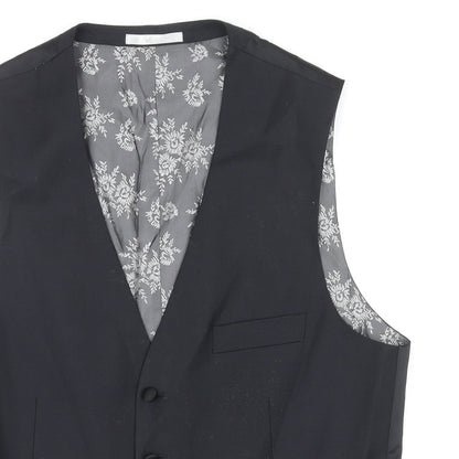 Preloved NEXT Mens Black Wool Jacket Suit Waistcoat Size 42 Regular - Detail