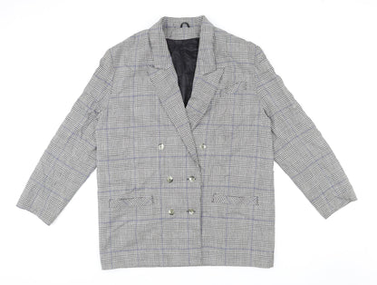 St Bernard Womens Grey Plaid Polyester Jacket Blazer Size 16