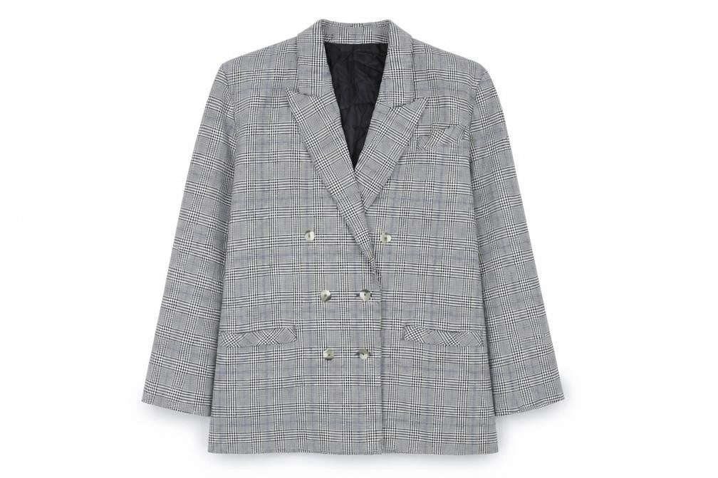 St Bernard Womens Grey Plaid Polyester Jacket Blazer Size 16