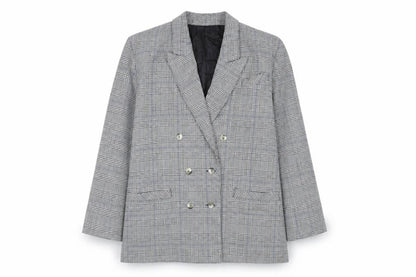 St Bernard Womens Grey Plaid Polyester Jacket Blazer Size 16