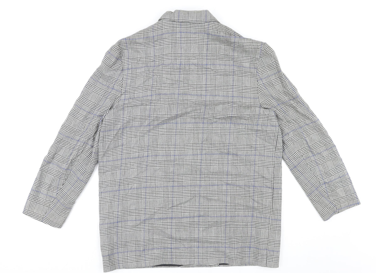 St Bernard Womens Grey Plaid Polyester Jacket Blazer Size 16