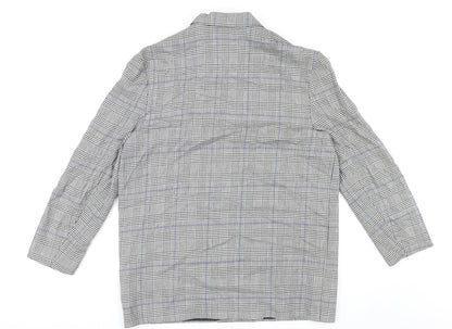 St Bernard Womens Grey Plaid Polyester Jacket Blazer Size 16