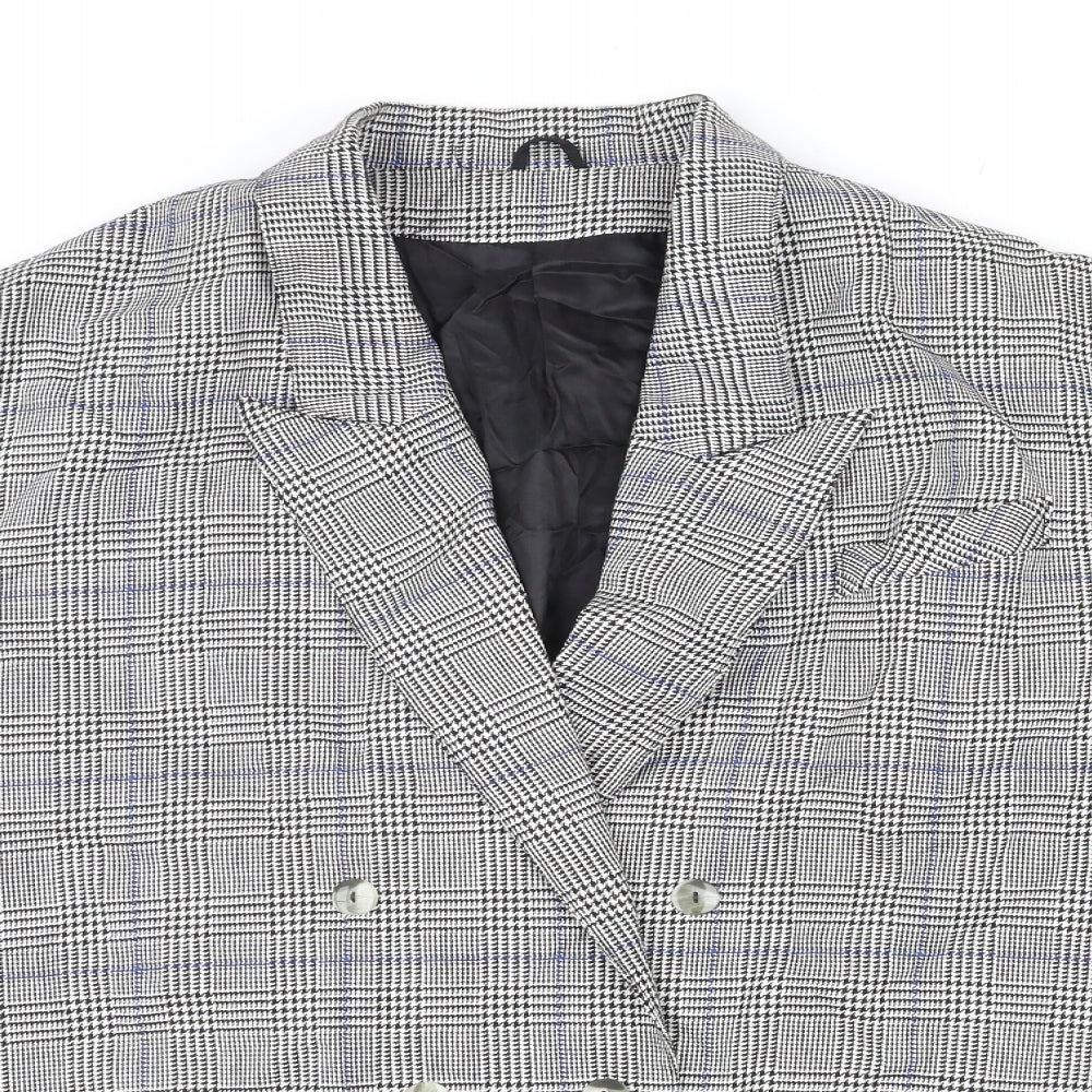 St Bernard Womens Grey Plaid Polyester Jacket Blazer Size 16