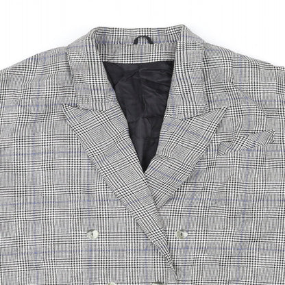 St Bernard Womens Grey Plaid Polyester Jacket Blazer Size 16