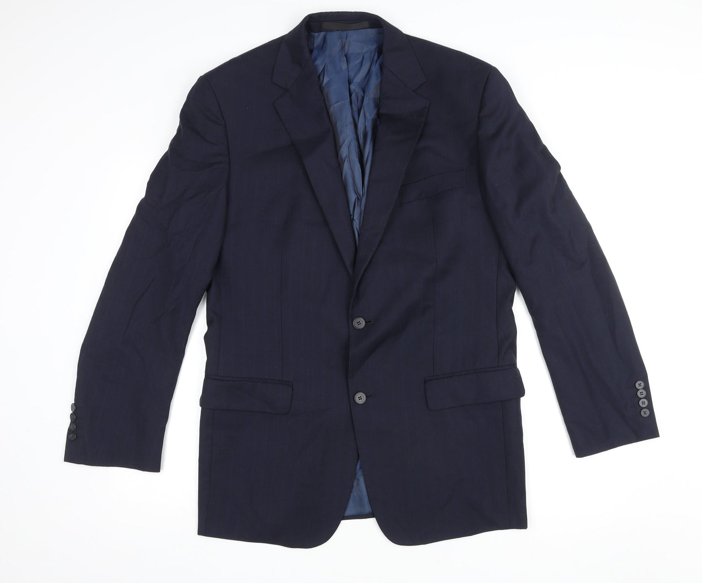 Marks and Spencer Mens Blue Striped Wool Jacket Suit Jacket Size M Regular