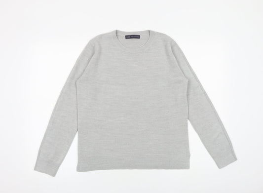 Marks and Spencer Womens Grey Round Neck Acrylic Pullover Jumper Size 12