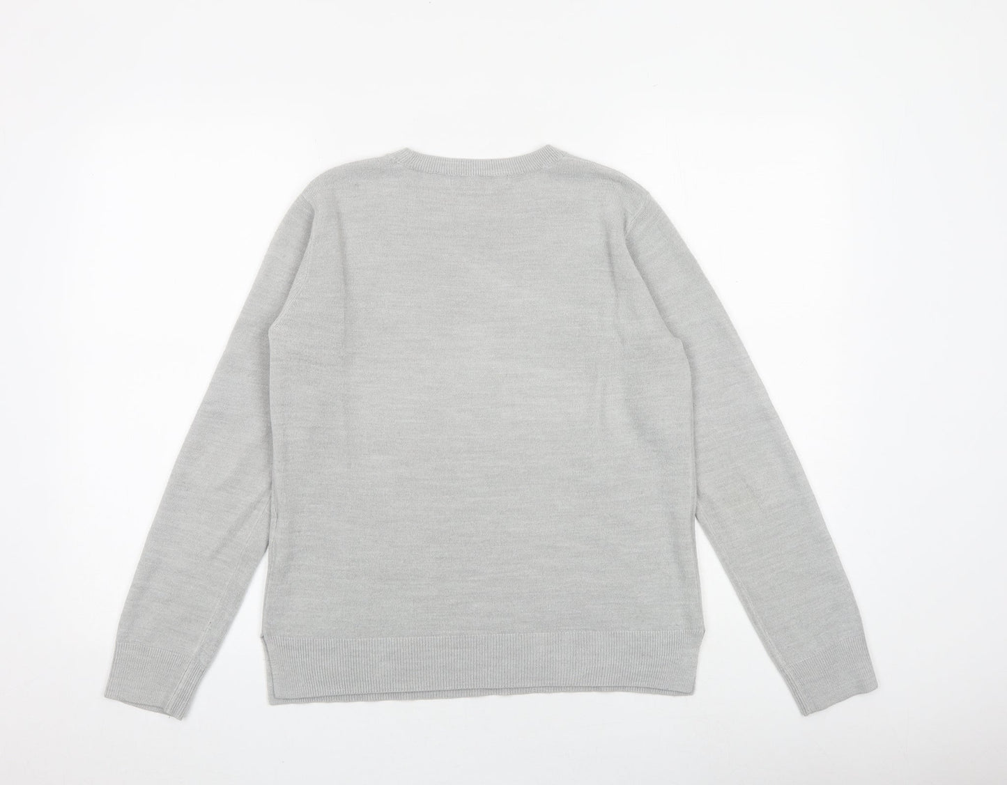 Marks and Spencer Womens Grey Round Neck Acrylic Pullover Jumper Size 12