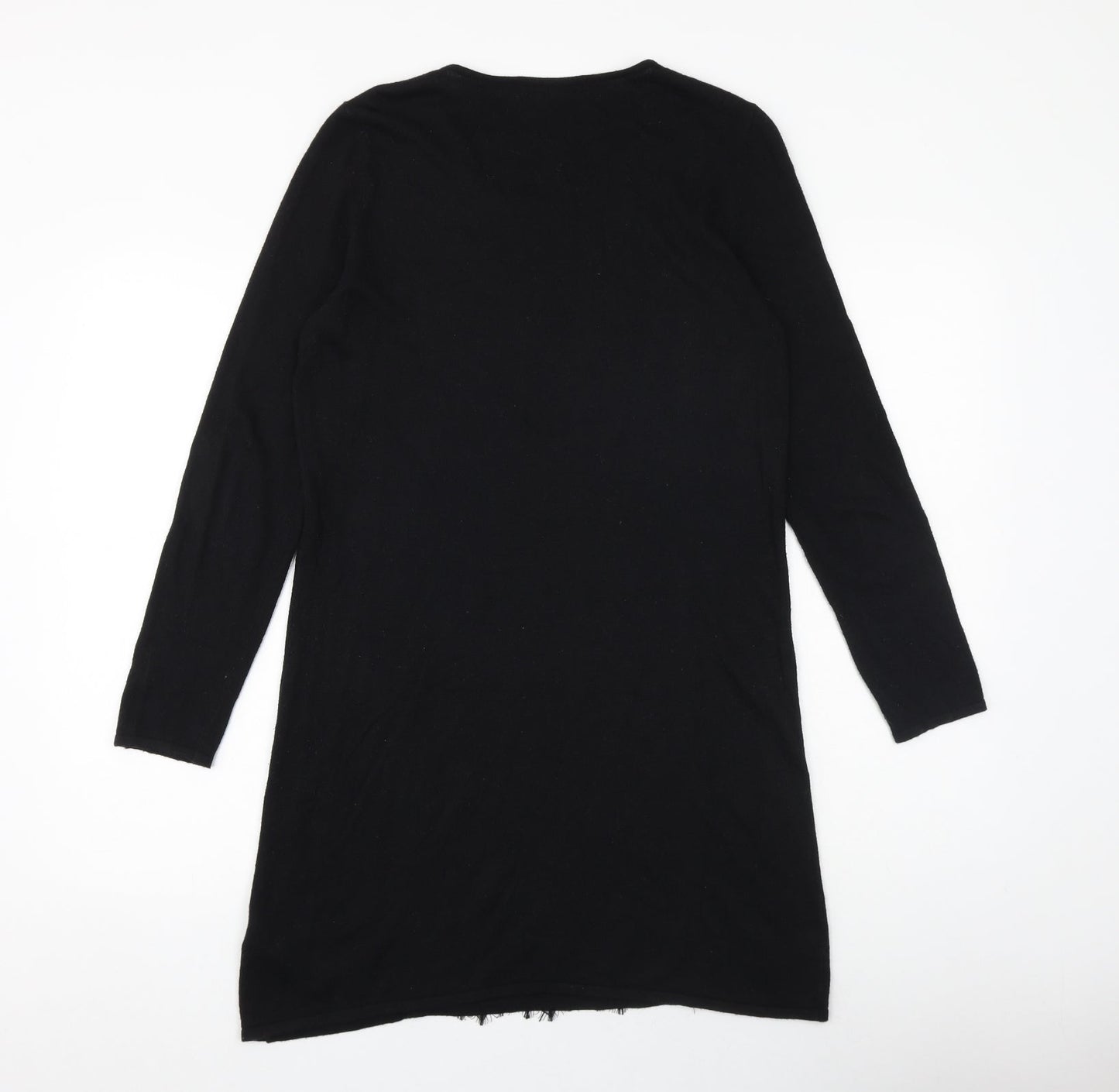 Marks and Spencer Womens Black Floral Viscose A-Line Size 14 Round Neck Pullover