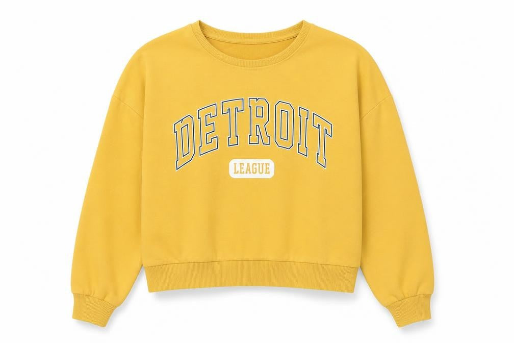 New Look Womens Yellow Cotton Pullover Sweatshirt Size 12 Pullover - Detroit League