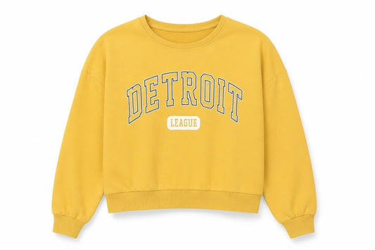 New Look Womens Yellow Cotton Pullover Sweatshirt Size 12 Pullover - Detroit League