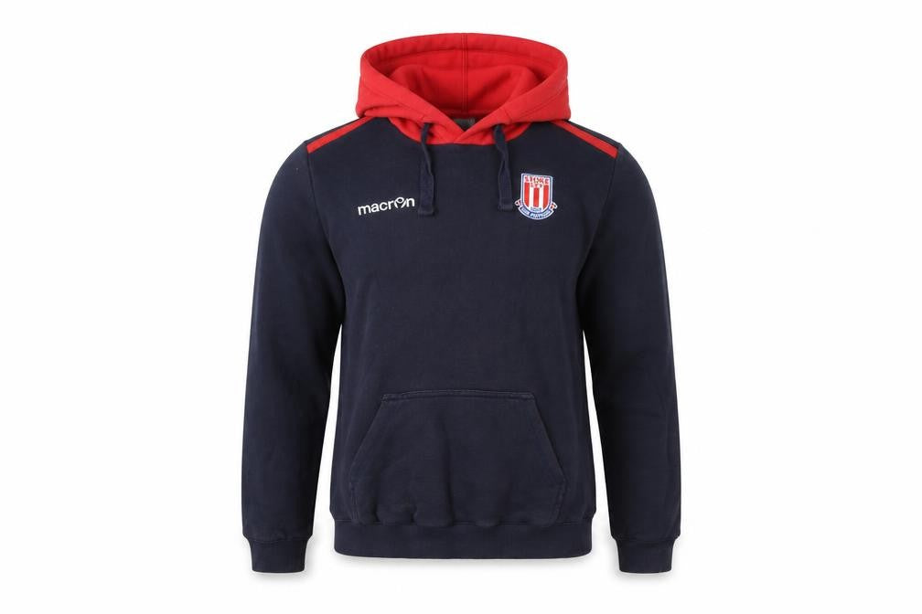 Macron Boys Blue Cotton Pullover Hoodie Size L Pullover - Stoke City FC