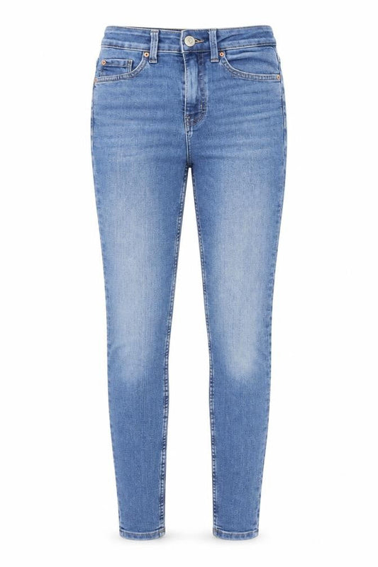 Marks & Spencer Womens Blue Cotton Skinny Jeans Size 6 L28 in Slim Zip