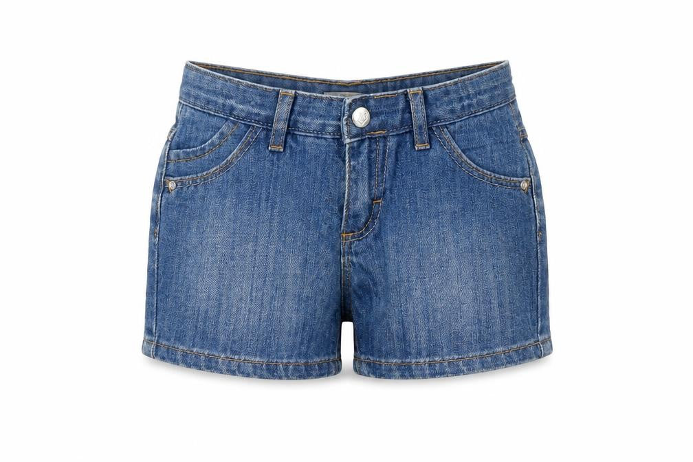 Indigo Girls Blue 100% Cotton Boyfriend Shorts Size 5-6 Years Regular Zip