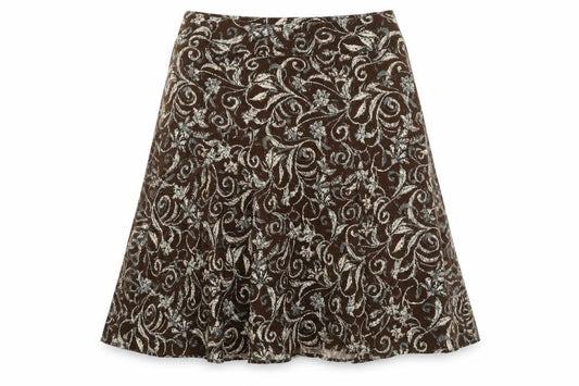 Maine New England Womens Brown Geometric Polyester Swing Skirt Size 16 Zip