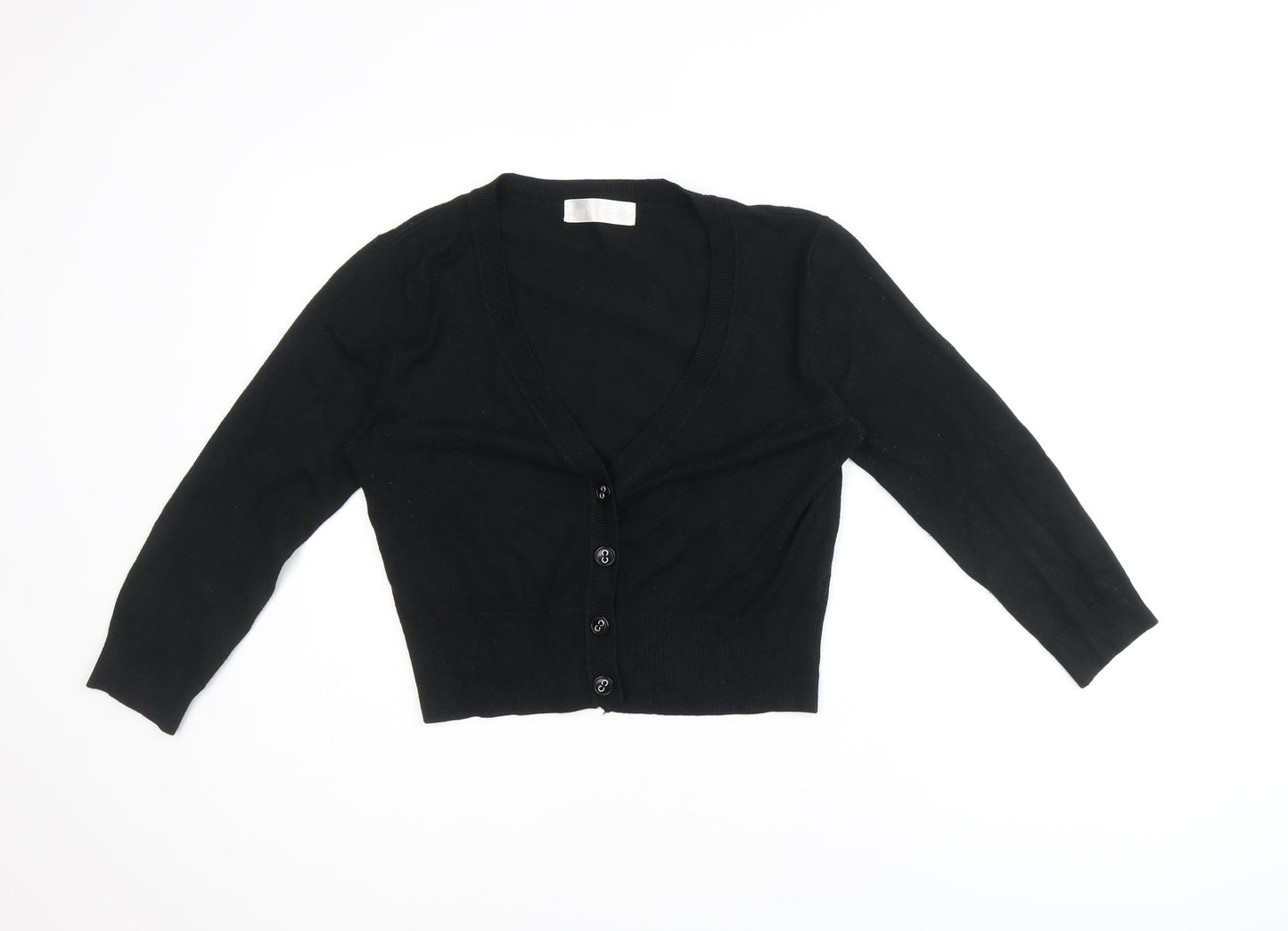 International Womens Black V-Neck Viscose Cardigan Jumper Size 12