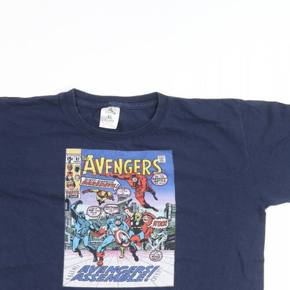 Preloved Disney Womens Multicoloured 100% Cotton Basic T-Shirt Size XL Crew Neck - Avengers - Detail