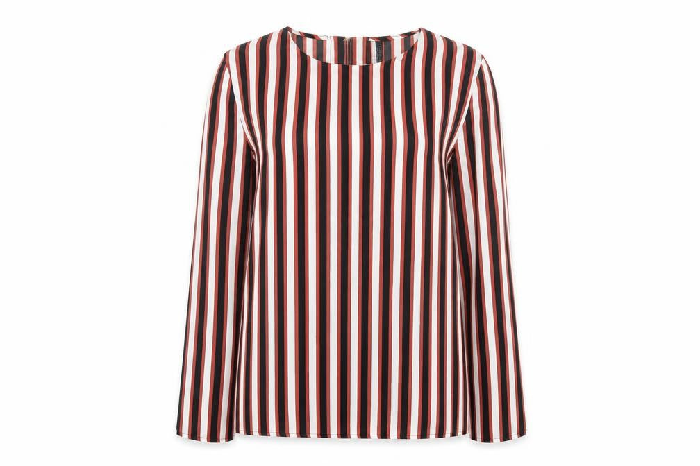 Mango Womens Multicoloured Striped Polyester Basic Blouse Size XS Round Neck