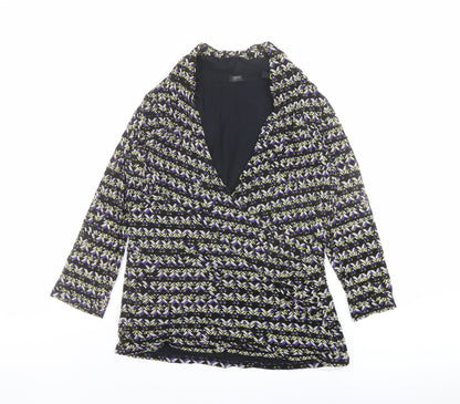 Additional front view of ESPRIT women’s multicoloured geometric polyester basic blouse, size 2XL, v-neck