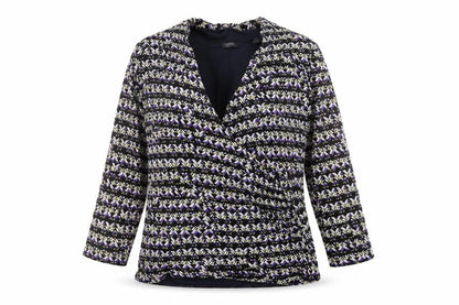 Front view of ESPRIT women’s multicoloured geometric polyester basic blouse, size 2XL, v-neck