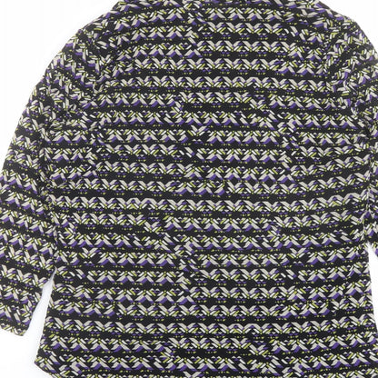 Brand and care label for ESPRIT women’s multicoloured geometric polyester basic blouse, size 2XL, v-neck
