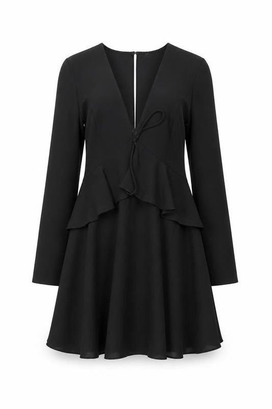 ASOS Womens Black Polyester Trapeze & Swing Size 10 V-Neck Button