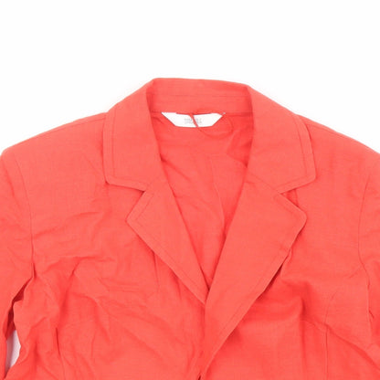 Marks & Spencer Womens Red Jacket Blazer Size 12 Hook & Eye