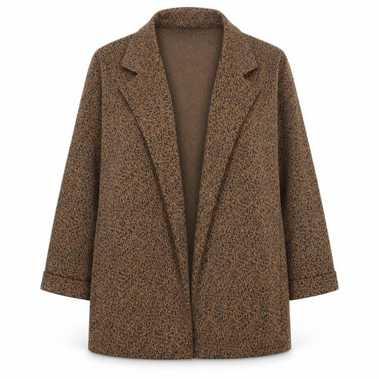 New Look Womens Brown Animal Print Kimono Coat Size 14 - Leopard Print