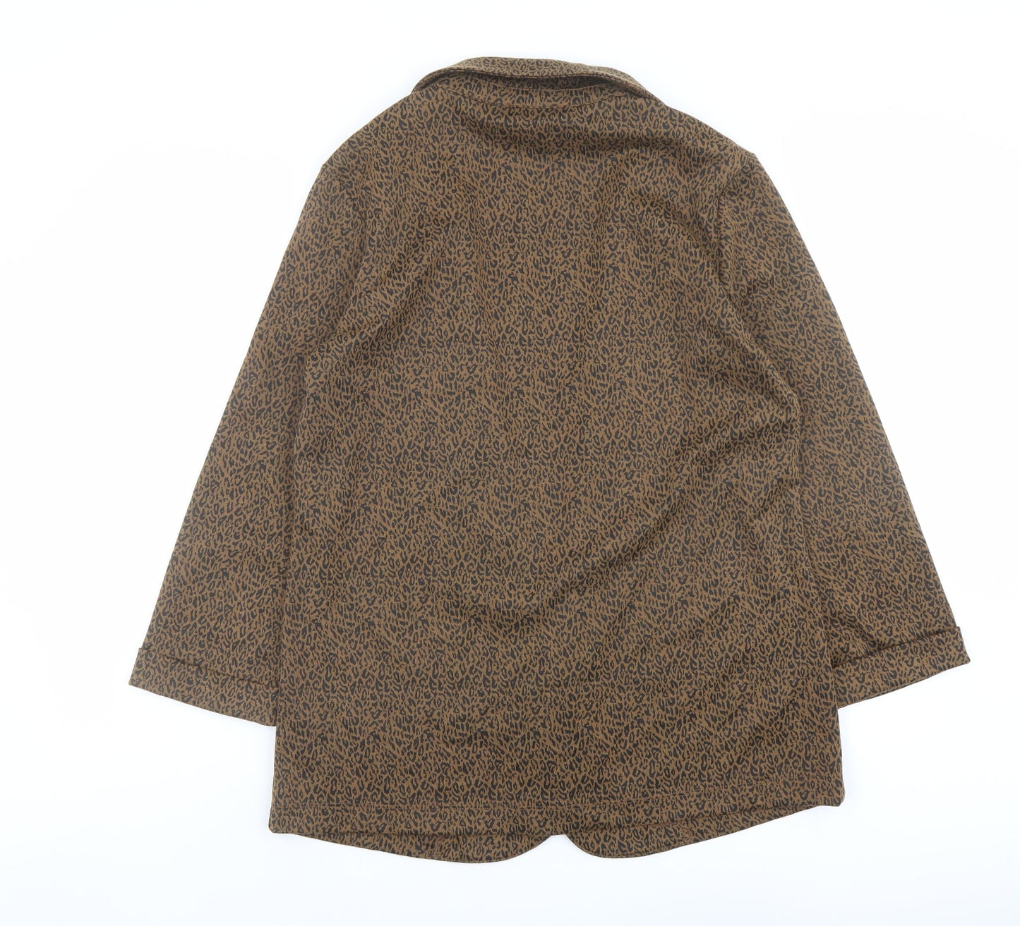 New Look Womens Brown Animal Print Kimono Coat Size 14 - Leopard Print