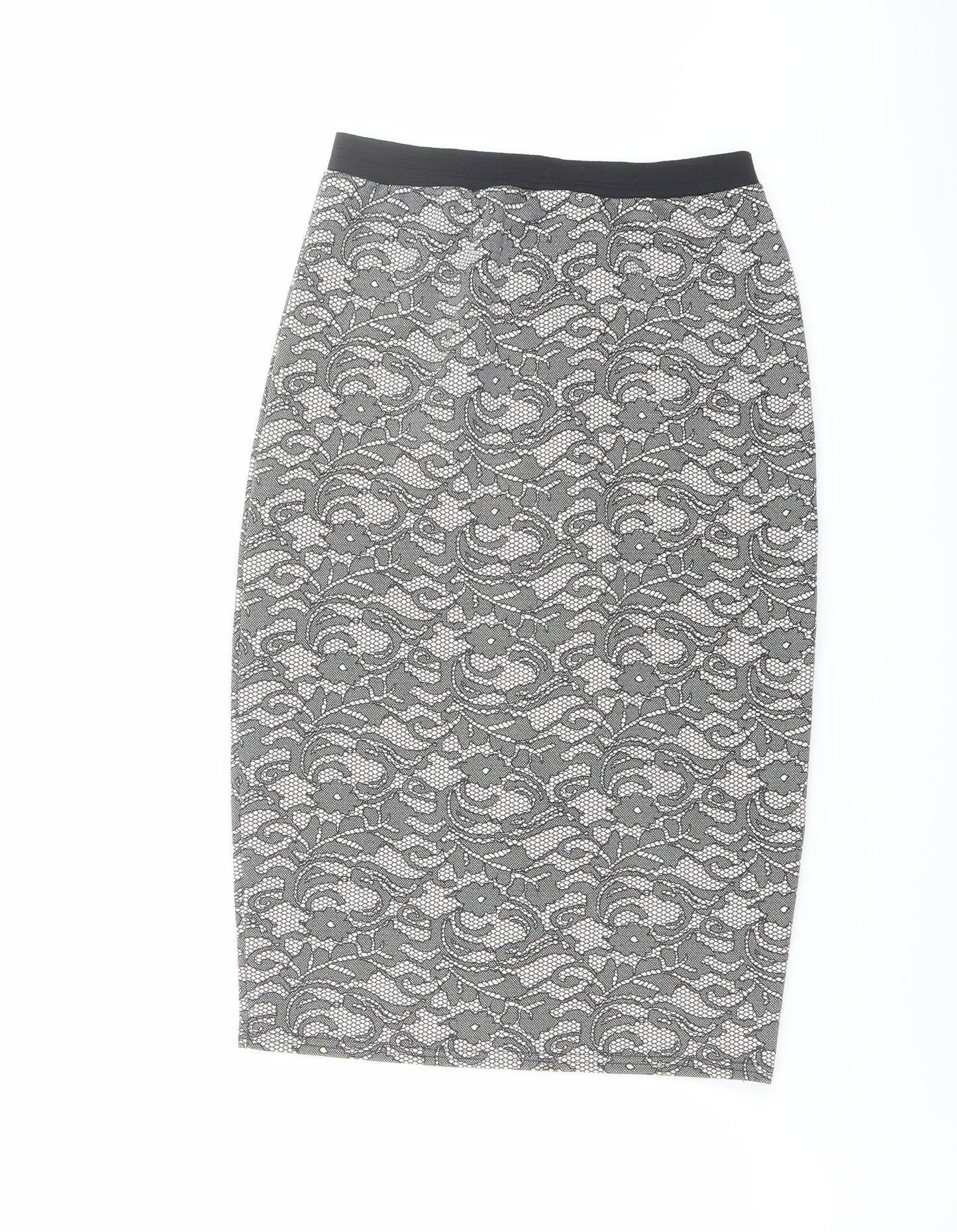 Quiz Womens Black Geometric Polyester Straight & Pencil Skirt Size 12