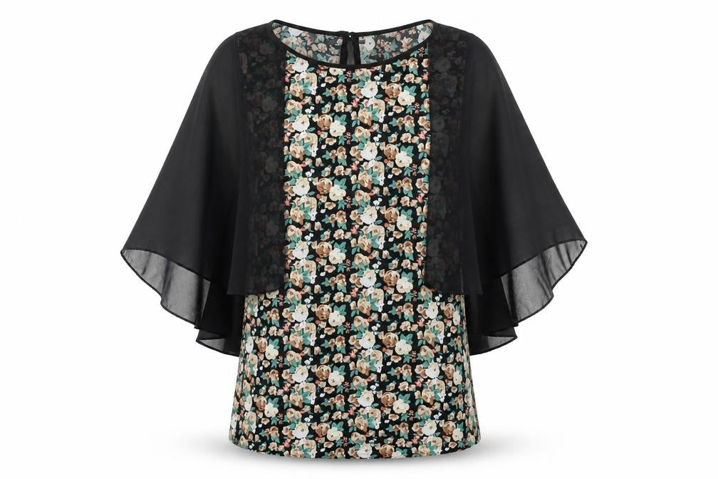 Jasmine Womens Multicoloured Floral Polyester Basic Blouse Size S Boat Neck - Floaty