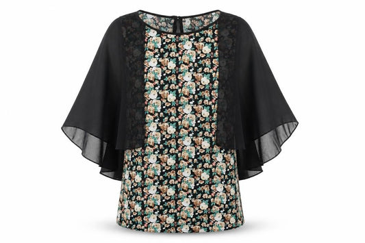 Jasmine Womens Multicoloured Floral Polyester Basic Blouse Size S Boat Neck - Floaty