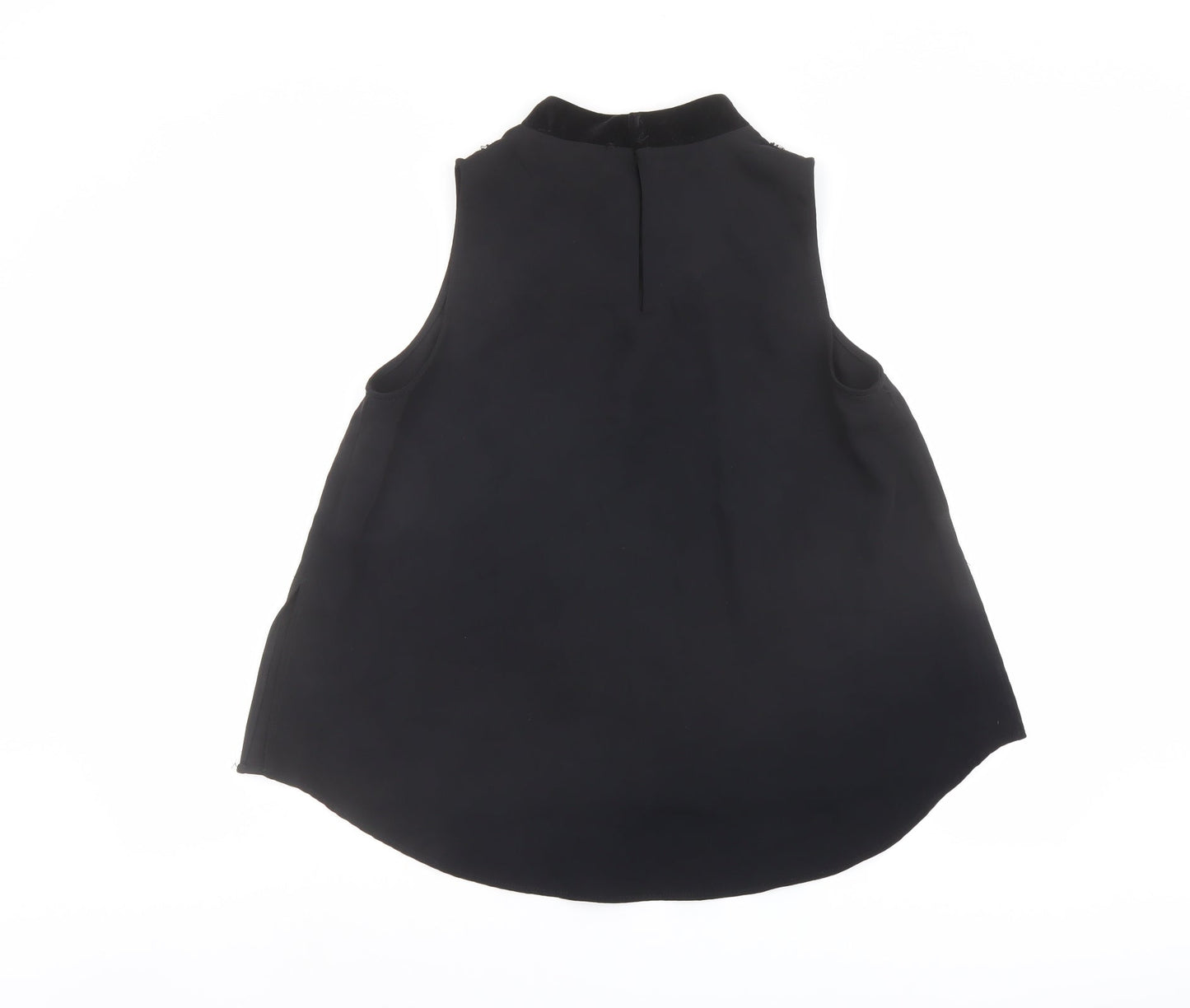 Zara Womens Black Polyester Basic Blouse Size L Mock Neck - Embellished