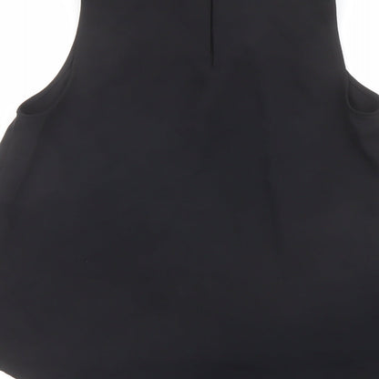 Zara Womens Black Polyester Basic Blouse Size L Mock Neck - Embellished