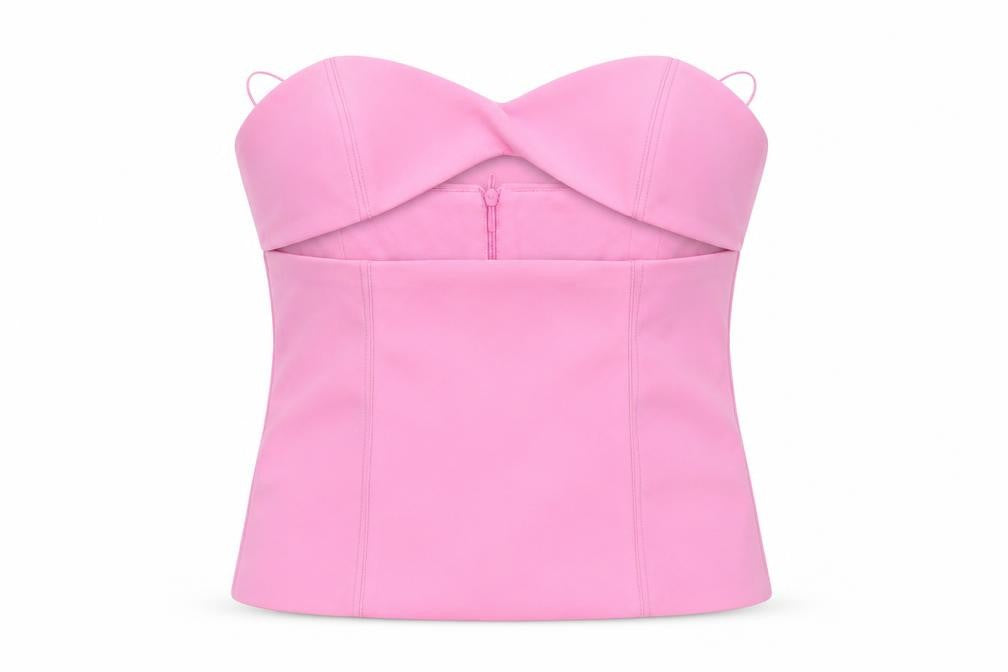 Zara Womens Pink Polyester Cropped Blouse Size XS Sweetheart - Cut Out Strapless