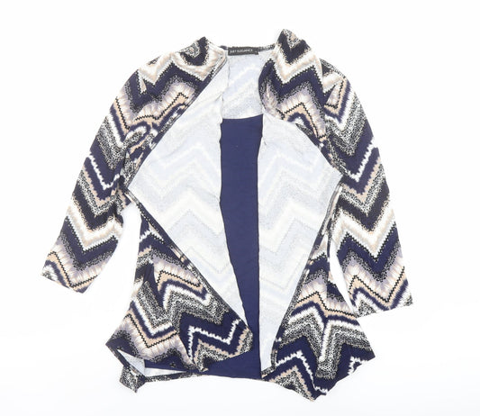 Just Elegance Womens Multicoloured Geometric Viscose Basic Blouse Size 14 Round Neck - Layered Top