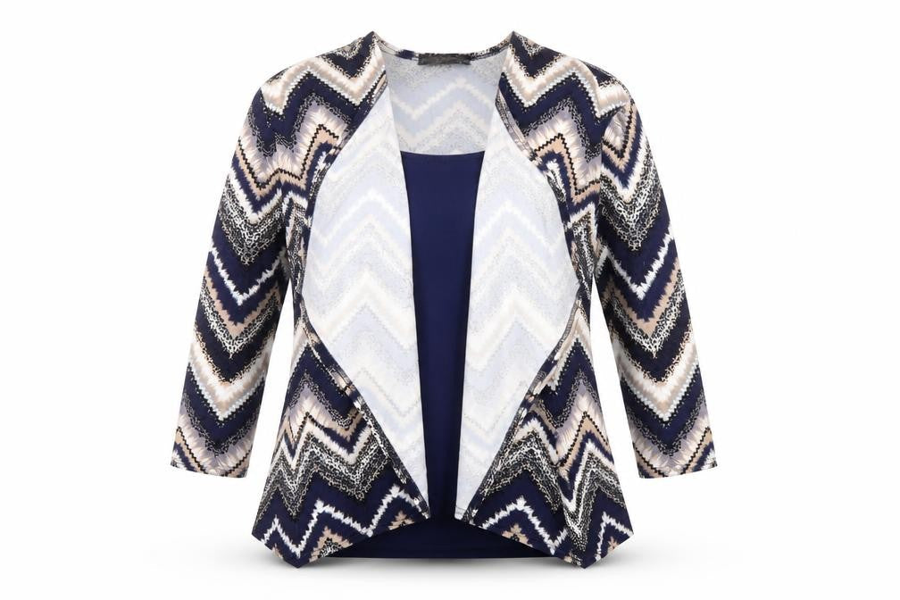Just Elegance Womens Multicoloured Geometric Viscose Basic Blouse Size 14 Round Neck - Layered Top
