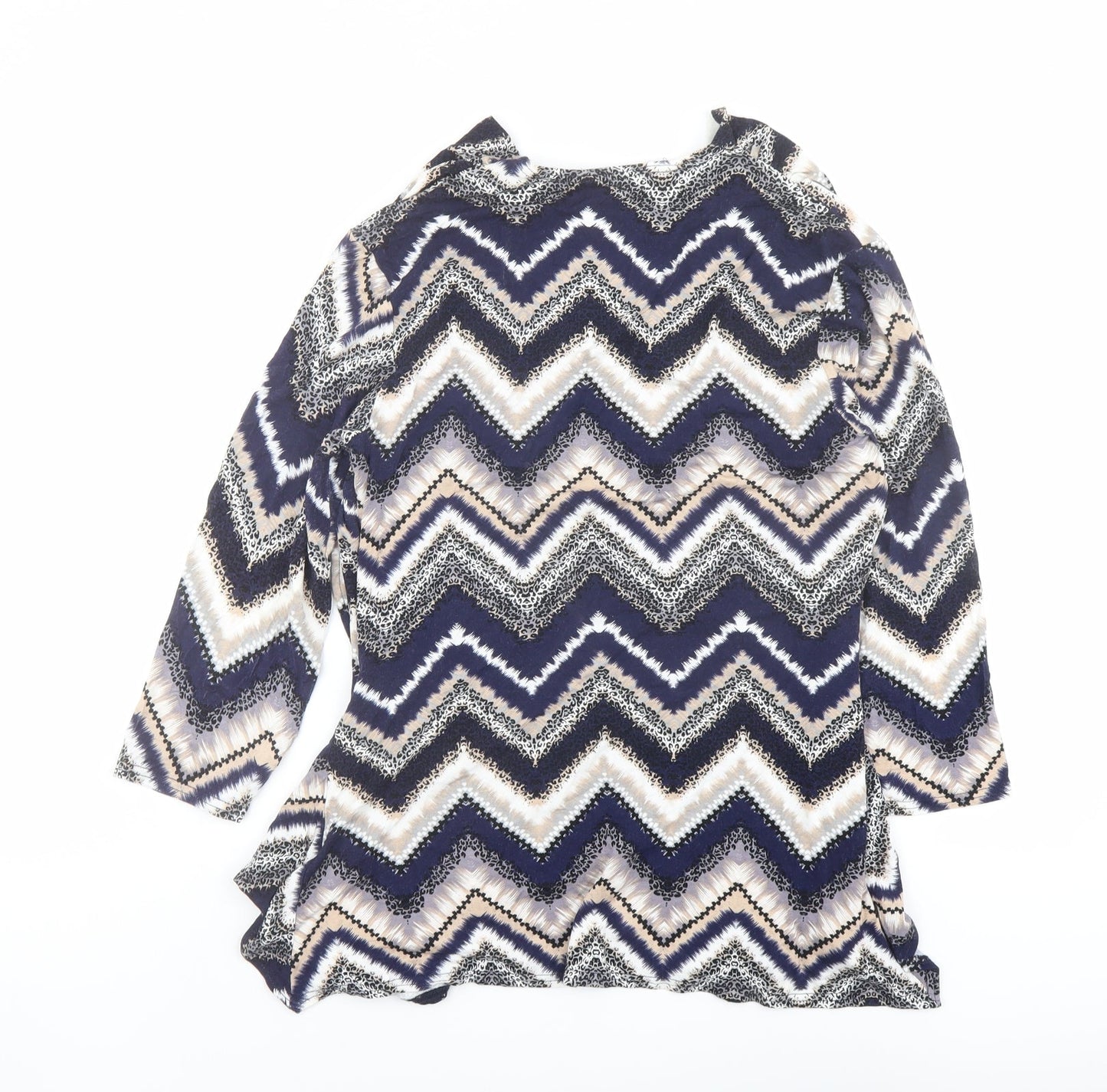 Just Elegance Womens Multicoloured Geometric Viscose Basic Blouse Size 14 Round Neck - Layered Top