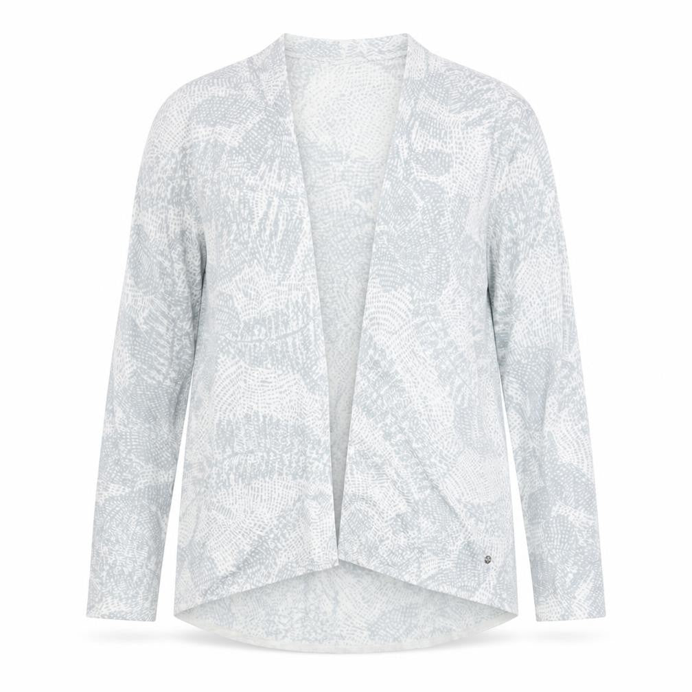 Sandwich Womens Grey V-Neck Geometric Viscose Cardigan Jumper Size L - Leaf Print