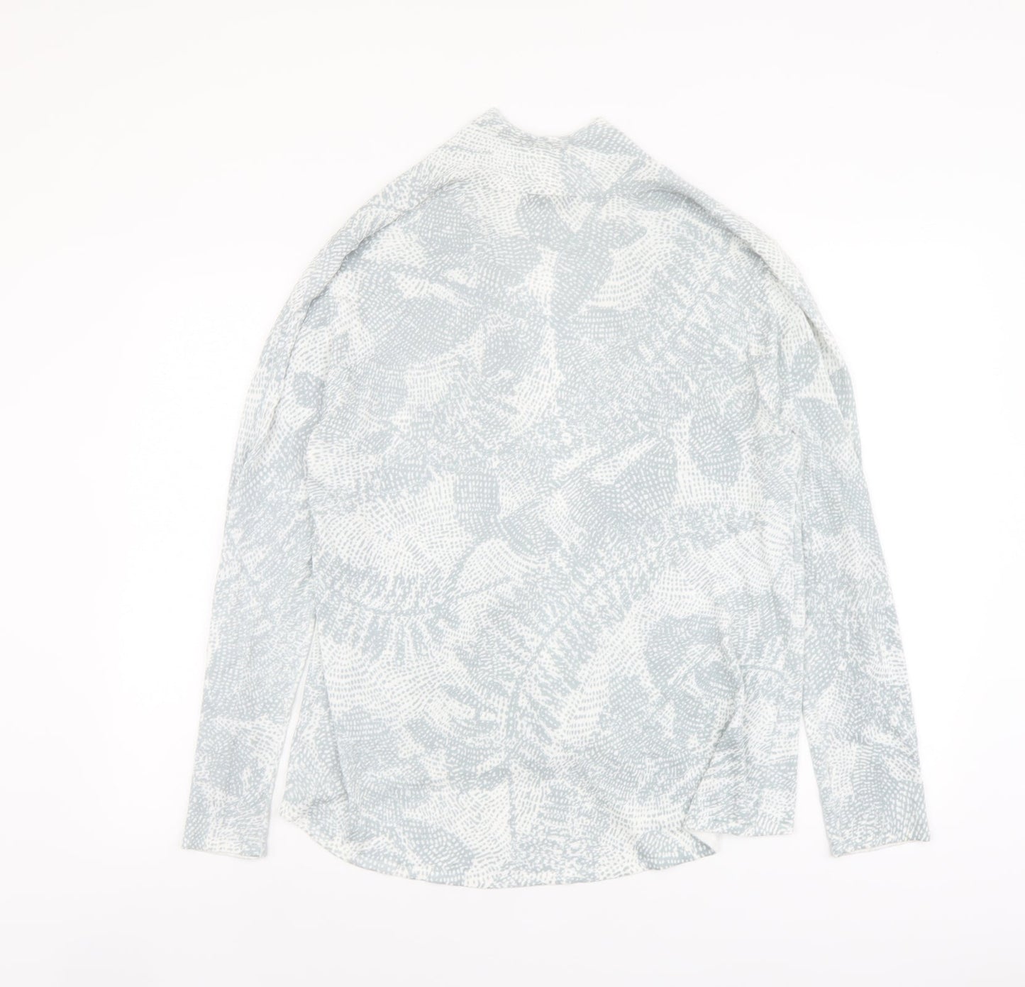 Sandwich Womens Grey V-Neck Geometric Viscose Cardigan Jumper Size L - Leaf Print