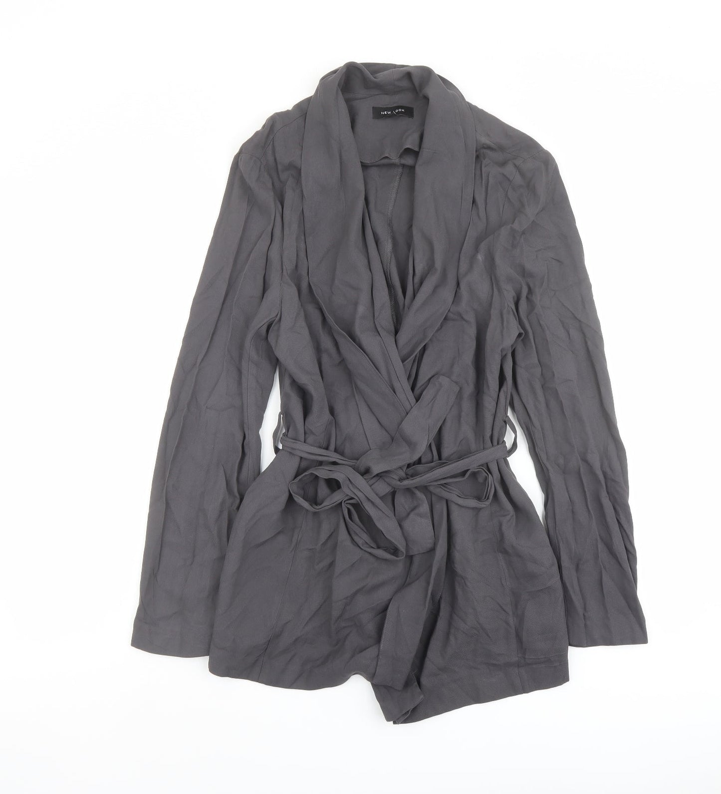 New Look Womens Grey Jacket Size 14 Tie