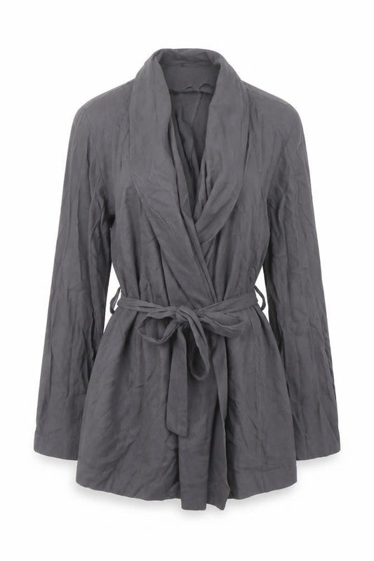 New Look Womens Grey Jacket Size 14 Tie
