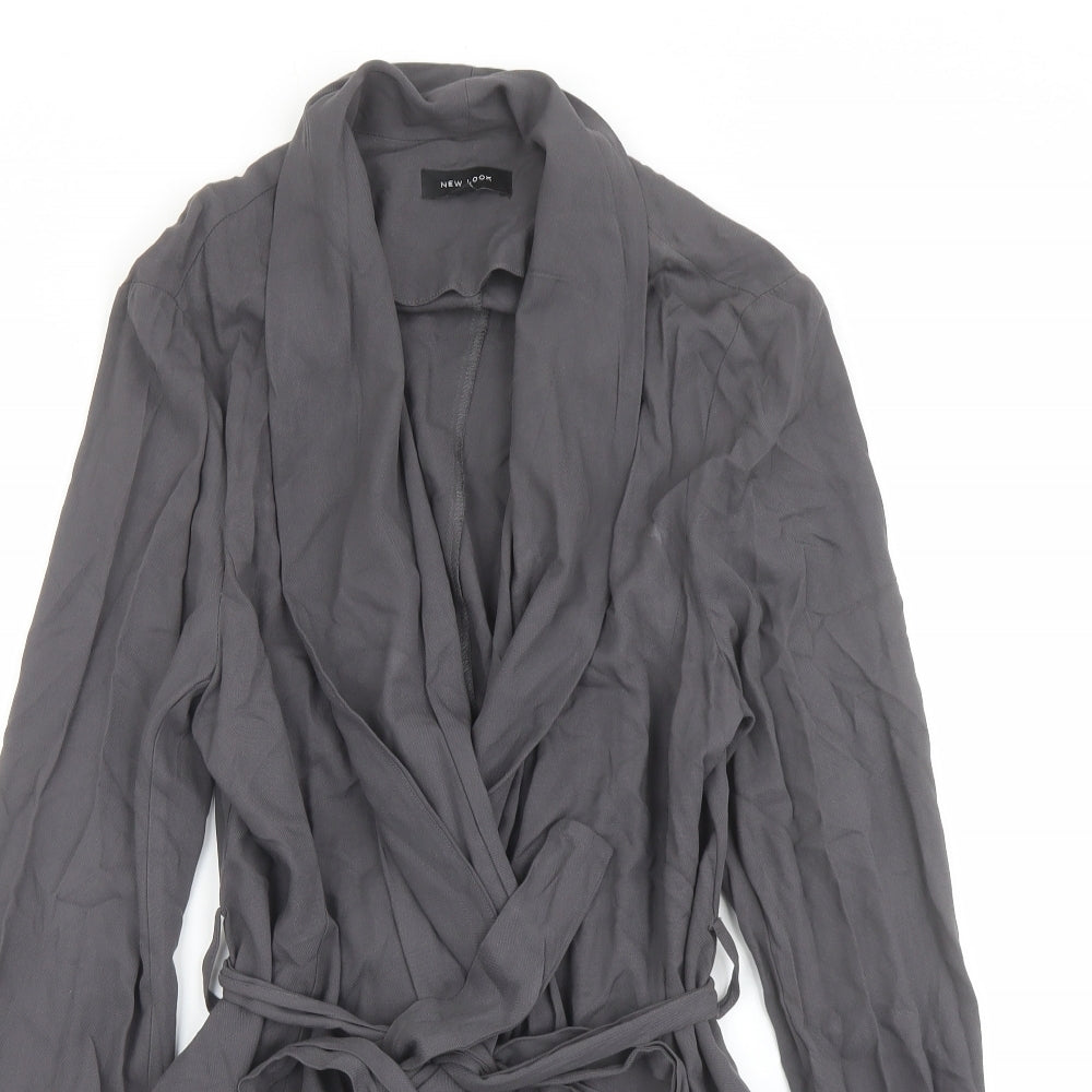 New Look Womens Grey Jacket Size 14 Tie