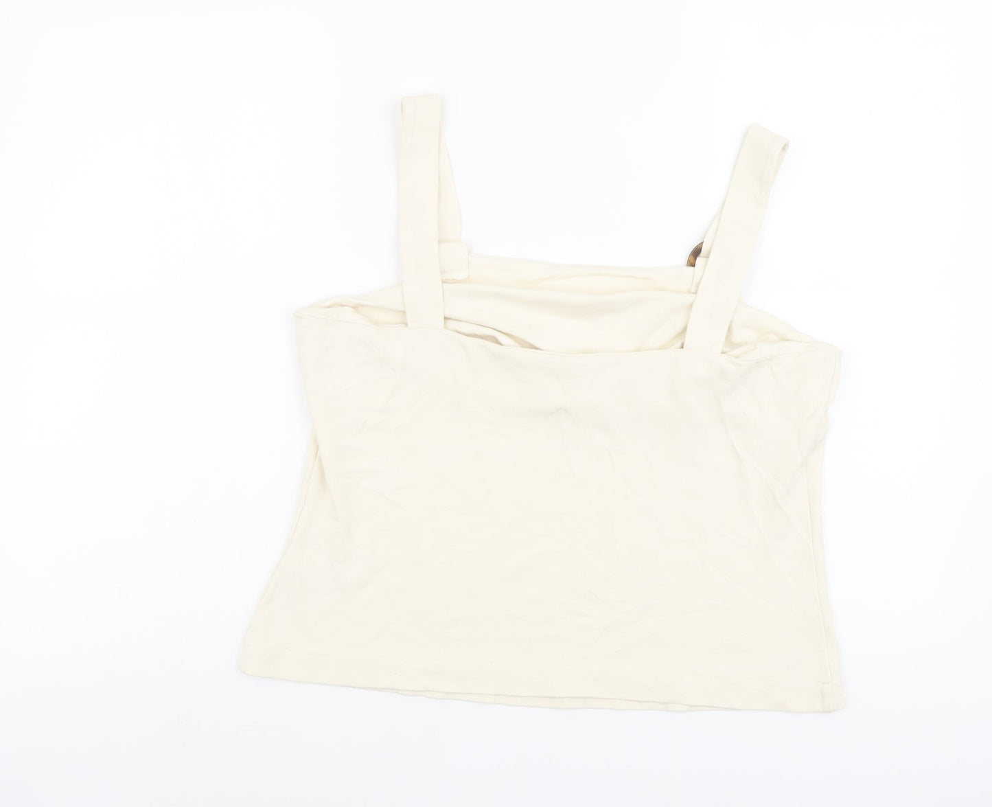 NEXT Womens Ivory Viscose Basic Tank Size 16 Square Neck